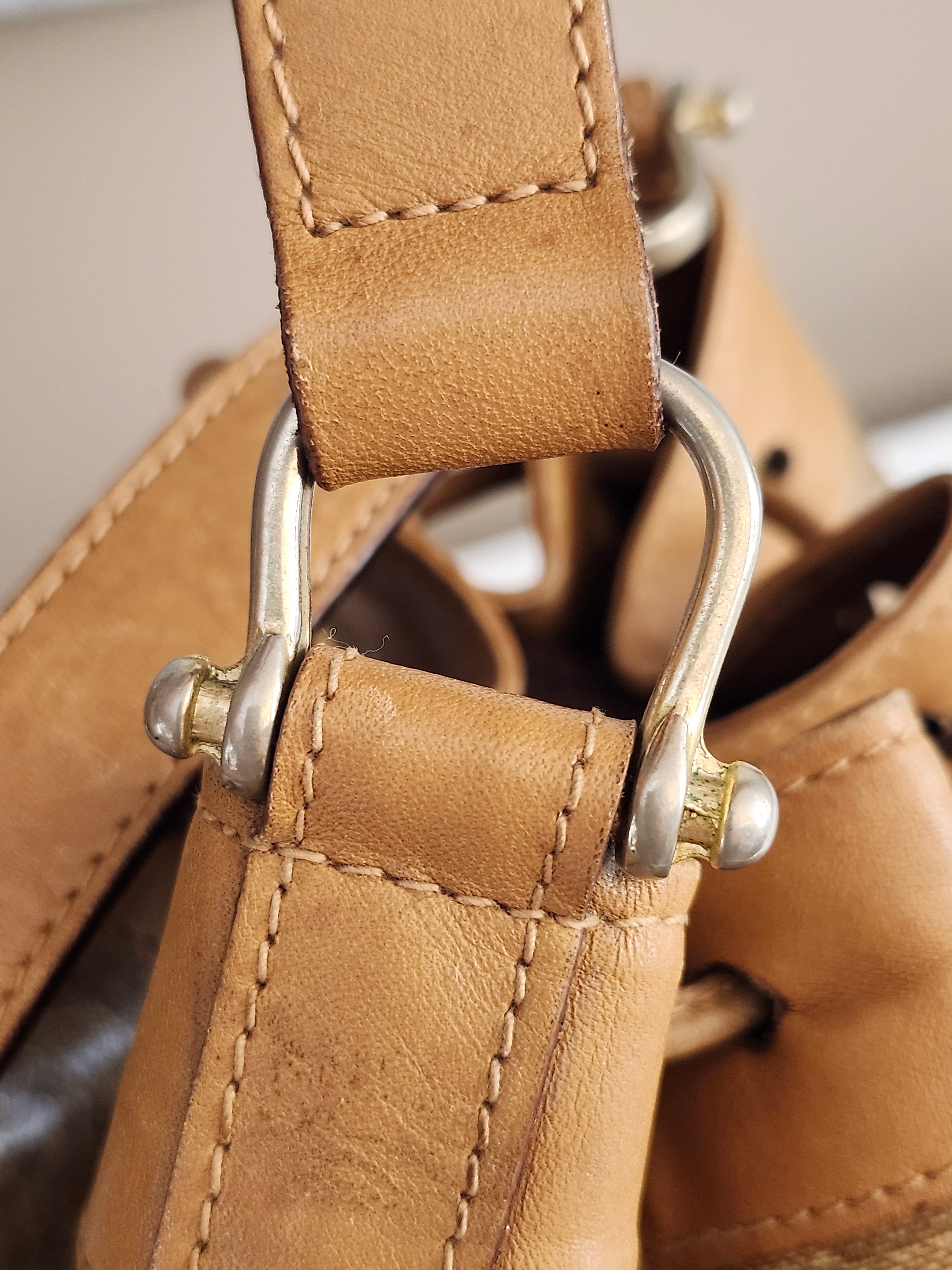 Celine Macadam Vintage Bucket Bag in Beige