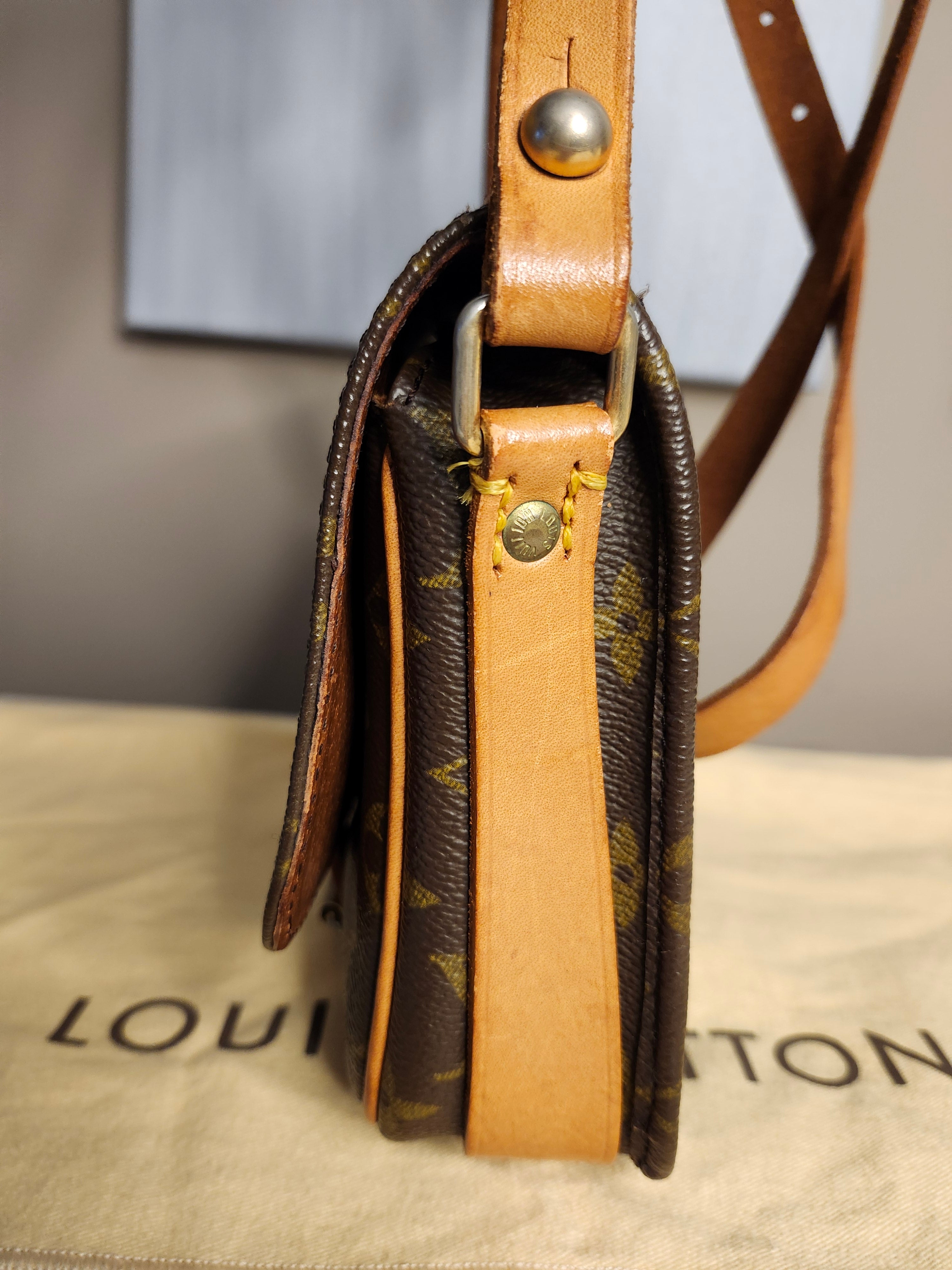 Louis Vuitton Cartouchiere PM Mini Brown and Tan Monogram Adjustable Crossbody Bag