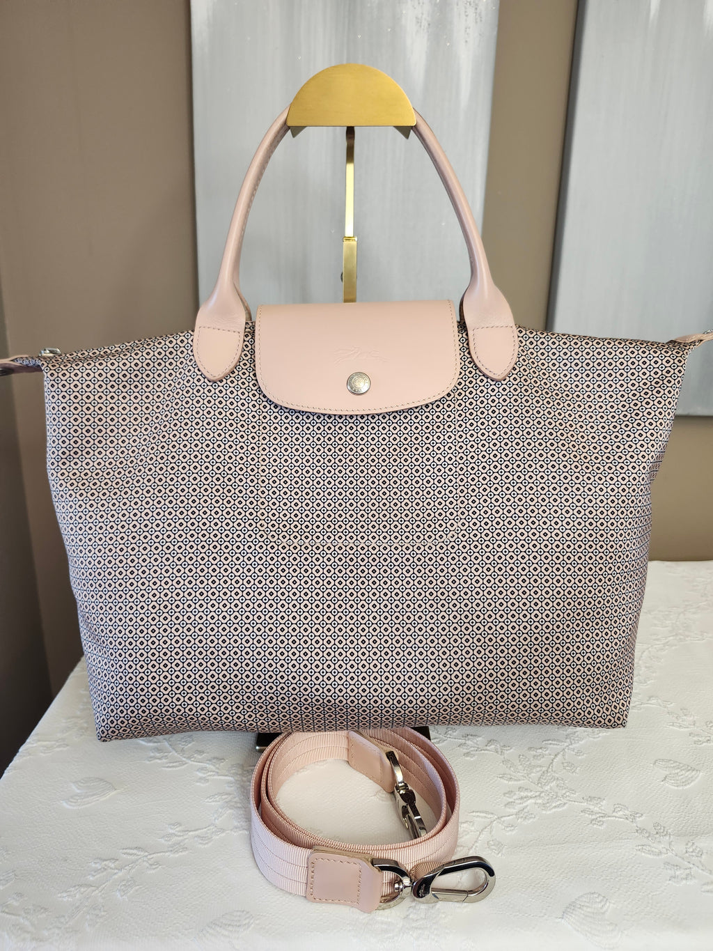 Longchamp Le Pliage Limited Edition Dandy Printed Large Two Way Convertible Top Handle Tote Bag