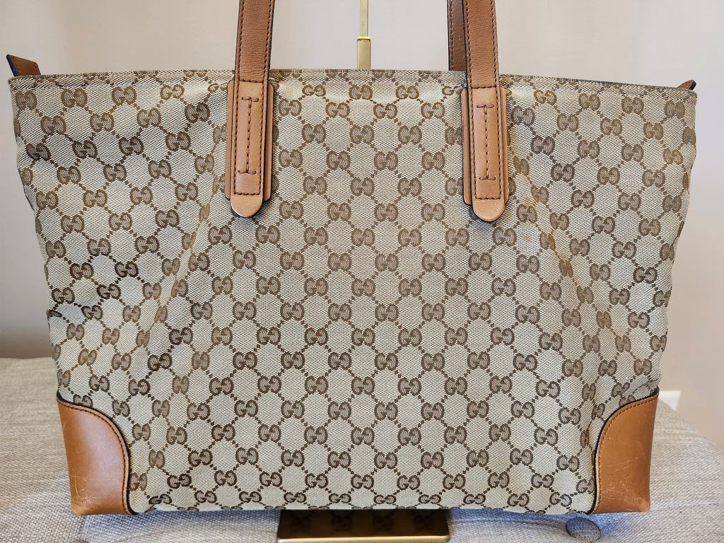 Gucci GG Canvas Sherry Line Shoppers Tote Bag
