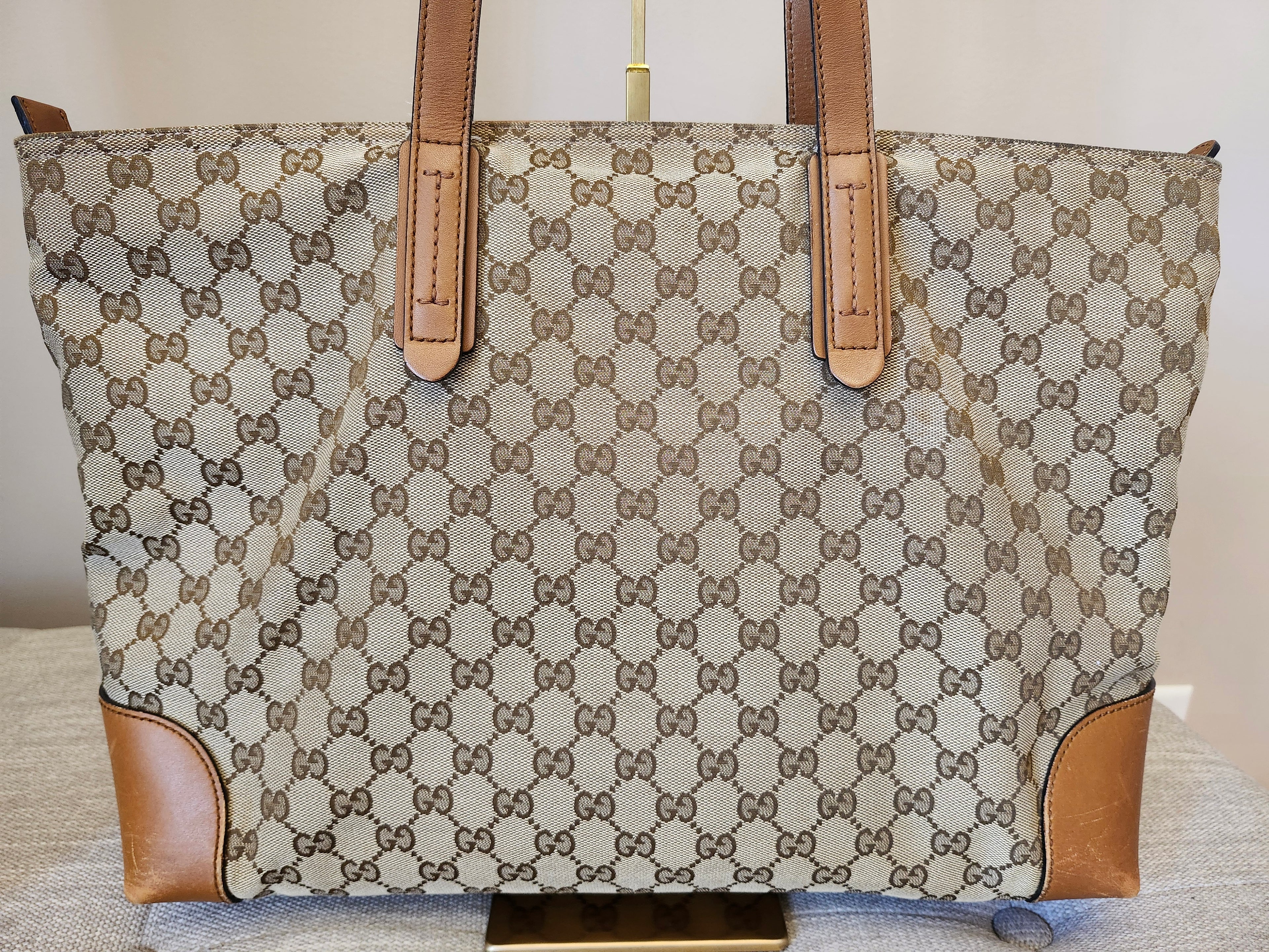 Gucci GG Canvas Sherry Line Shoppers Tote Bag
