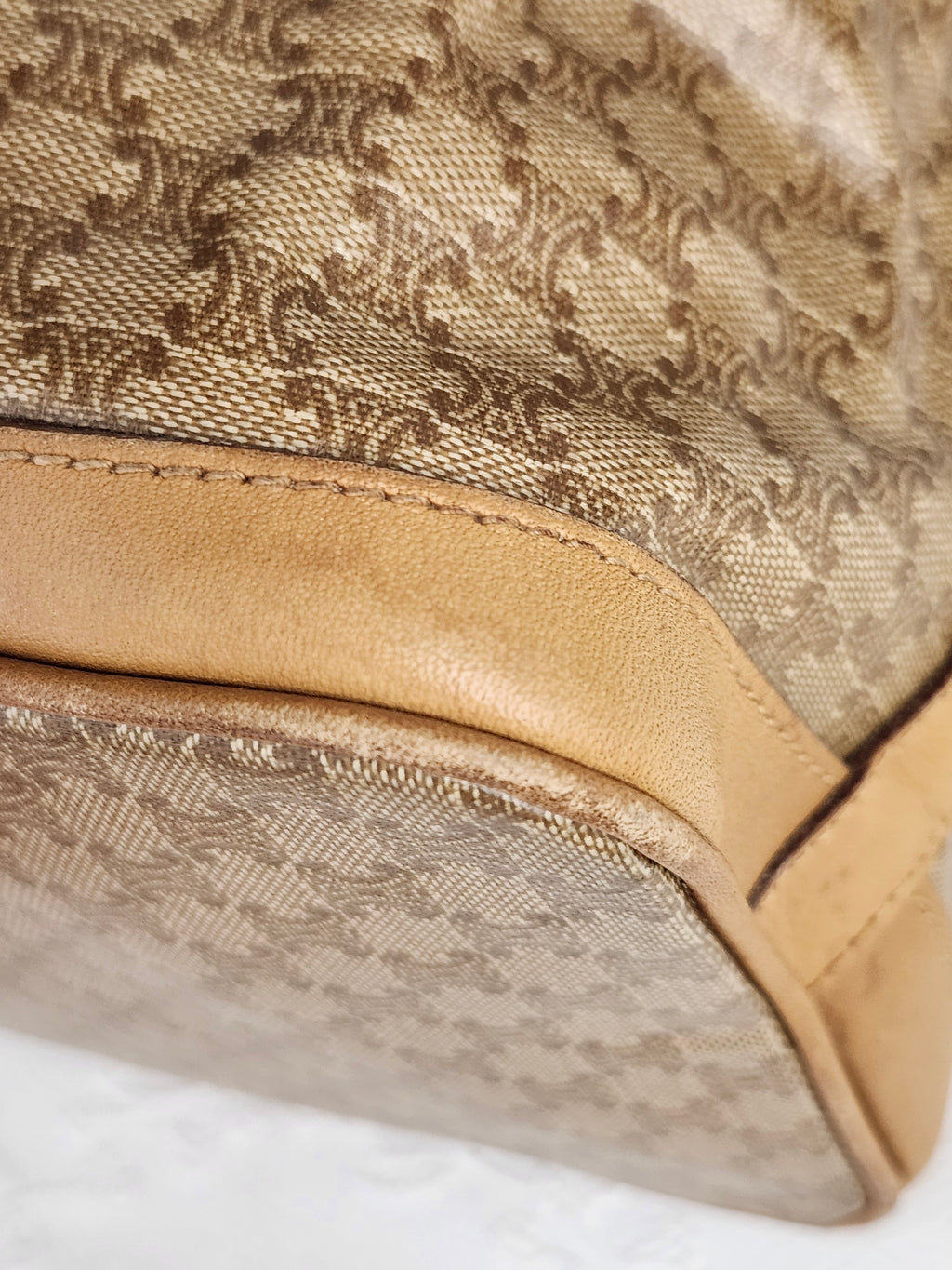 Celine Macadam Vintage Bucket Bag in Beige