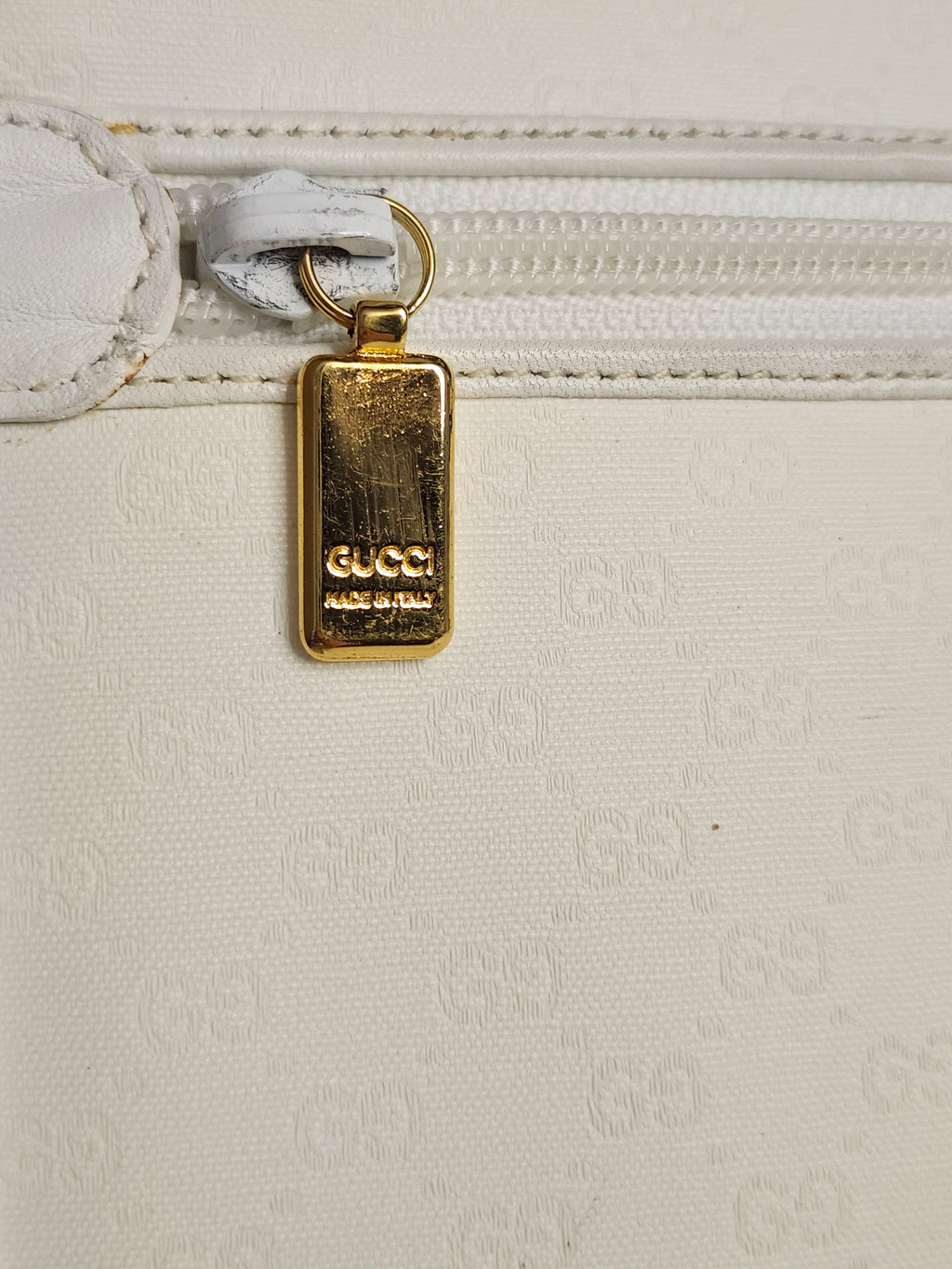 Gucci White Micro GG Leather 2 Way Women's (Clutch/Shoulder) Bag